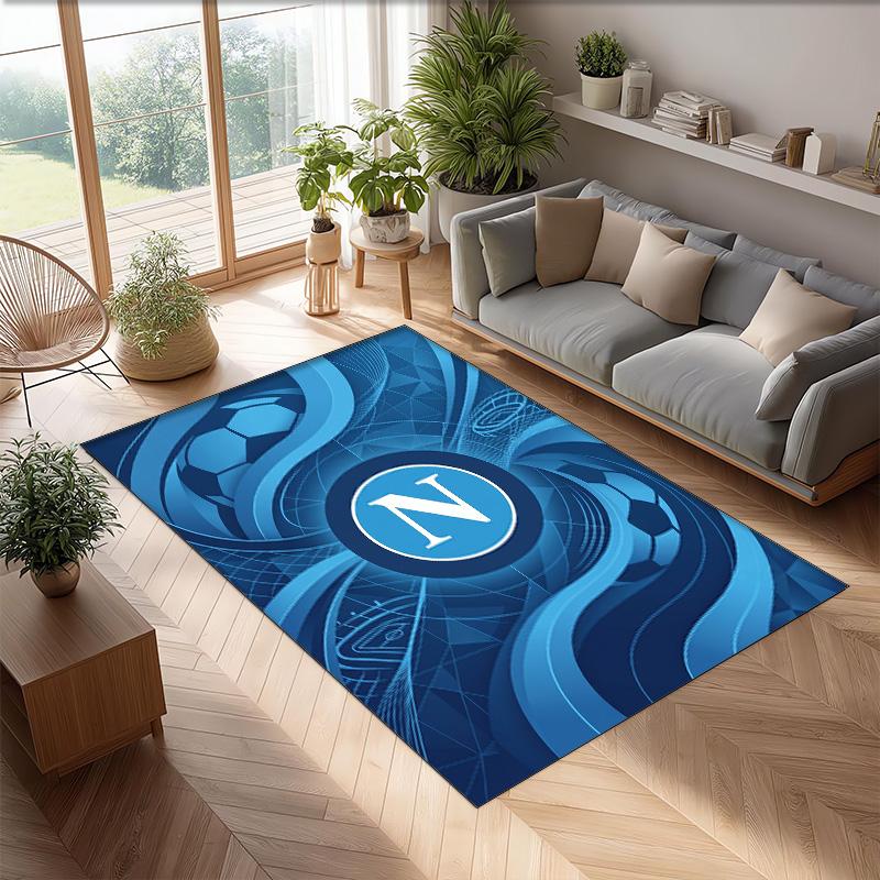 Tappeto Morbido Antiscivolo per Interni con Motivo Calcio Napoli FC Tappetino Decorativo Sportivo per Camera da Letto