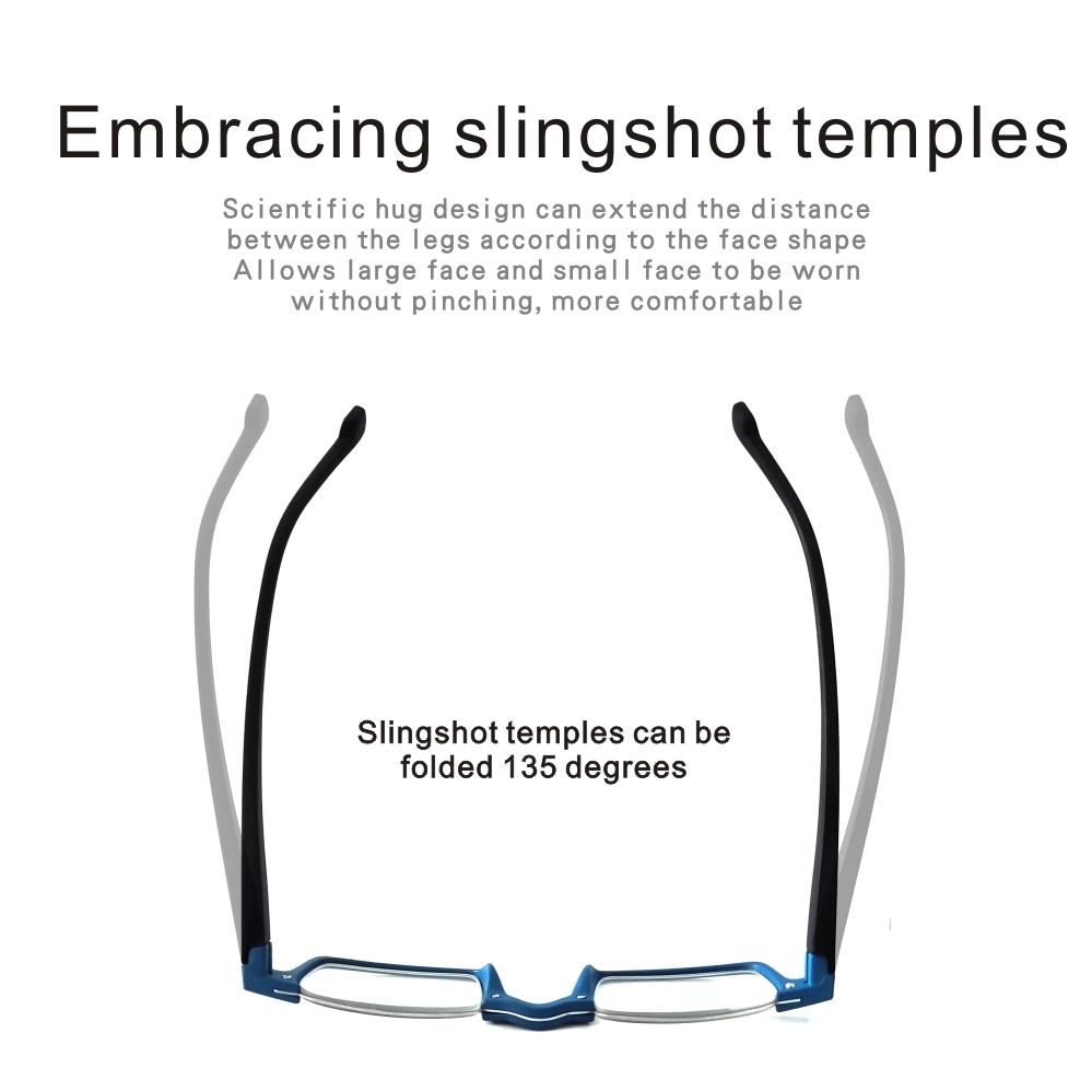 Small Reading Glasses Men Diopter Metal Frame Stretchable SlingsTemples No Pinching Comfortable Wear for Men