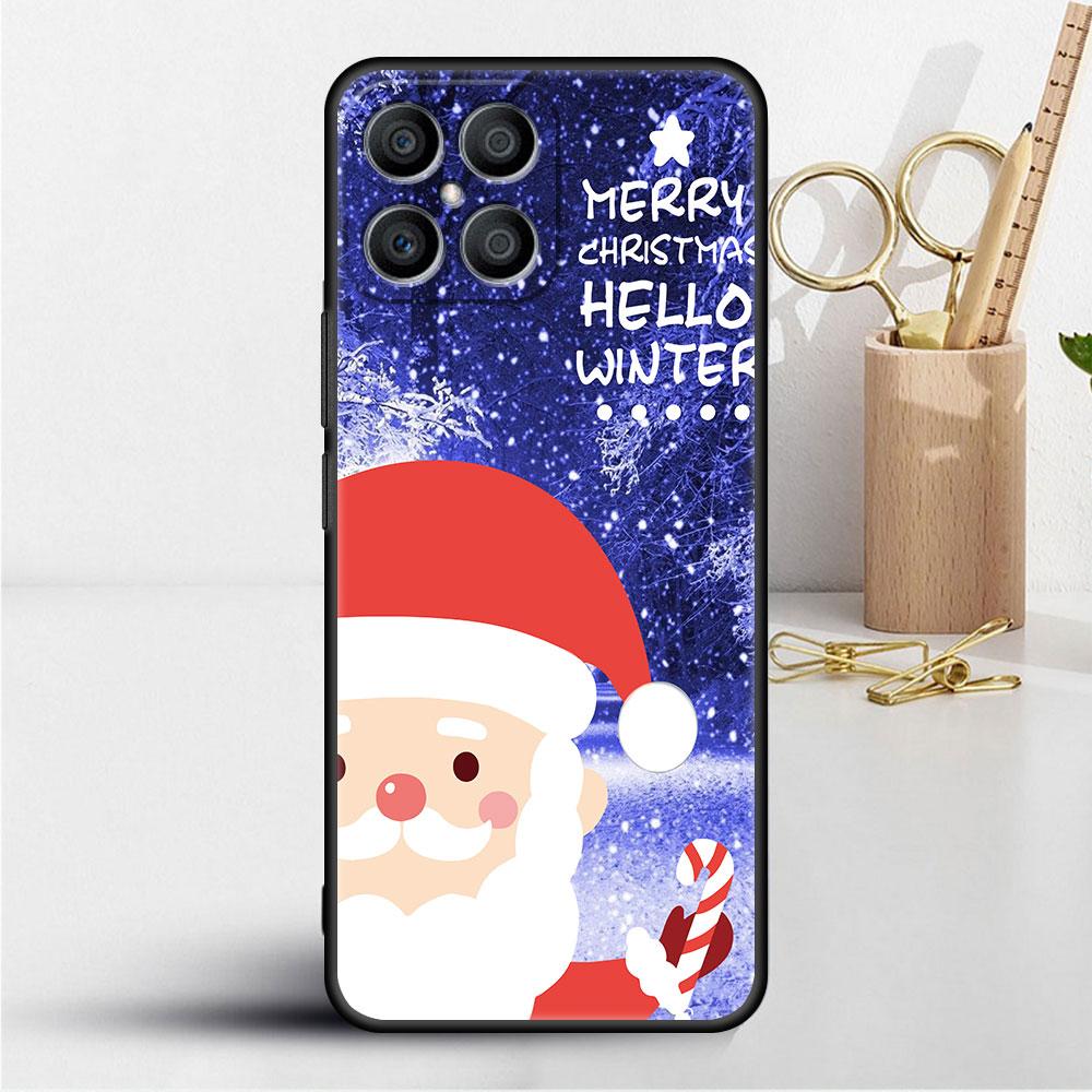 Red Nose Elk Santa Claus Case For Huawei Honor X8 X9 P50 X7 50 20 8X Play 9A P40 P30 Lite P Smart 2021 Black Phone Coque