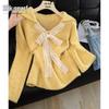Women's Elegant Lapel Wool Blend Long-Sleeve Sweater