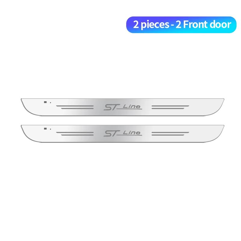 AAANR1 Acrylic USB Power Moving LED Welcome Pedal Car Scuff Plate Pedal Door Sill Pathway Light For Ford Focus ST Line Auto Accessories