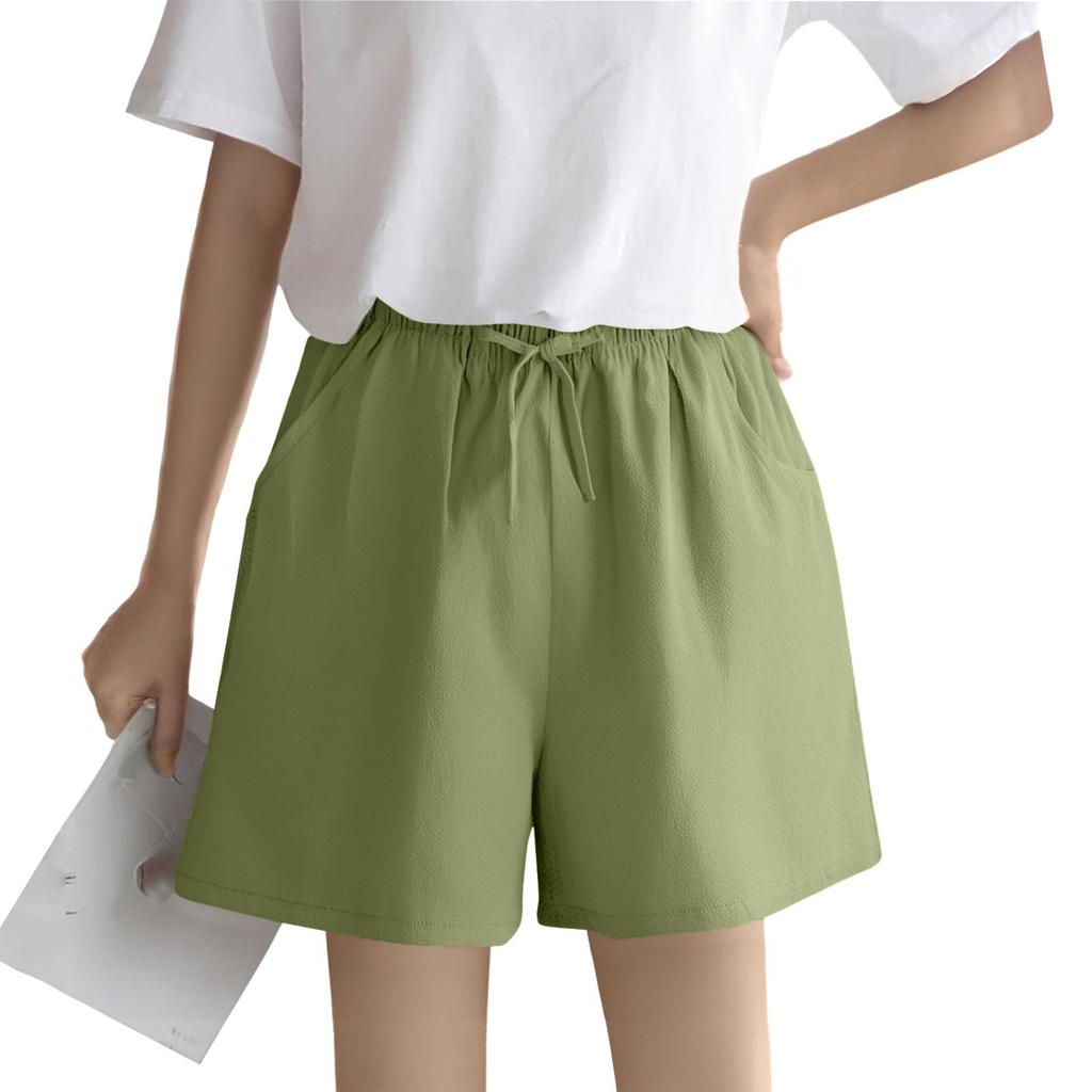 Women's Solid Color Linen Cotton Hemp Casual Sports Casual Shorts Pants