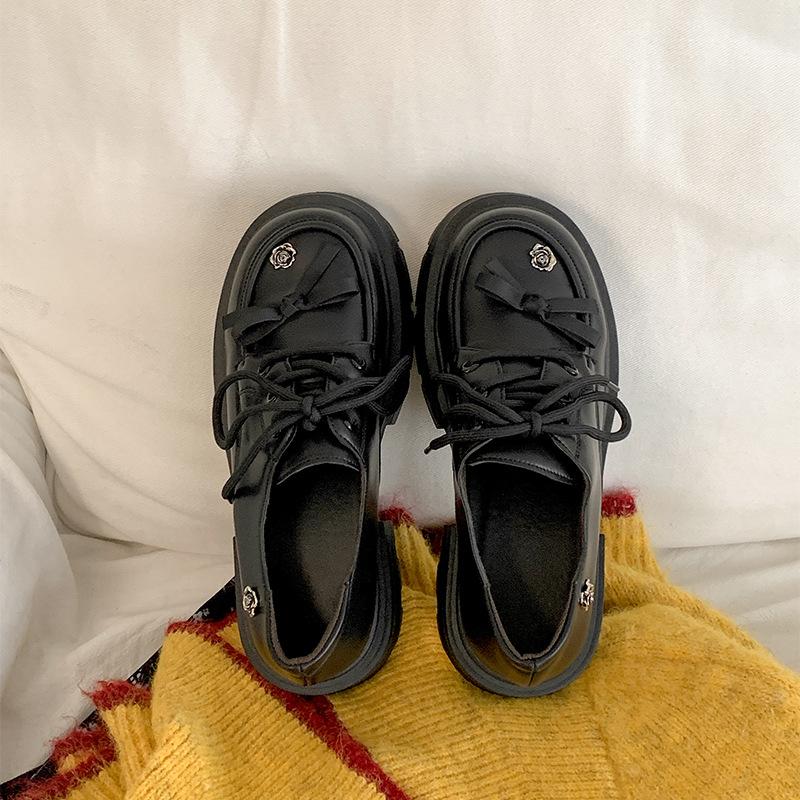 

Модный темперамент в британском стиле, туфли на толстом каблуке и платформе, женские, новинка 2025 года, туфли Мэри Джейн с бантом, одинарные 40 чёрный