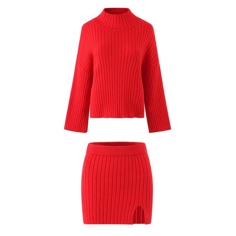 Romantic Love Charming French Atmosphere Gentle Elegant Lazy Sweater + Split Skirt Two-piece Set