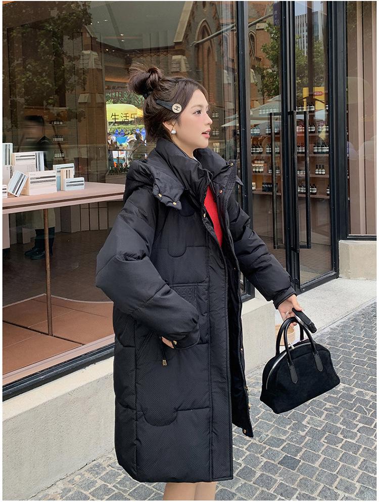 Women's Autumn and Winter Jacket Solid Color Hooded Mid-Length Thick Loose Women's Jacket 5 Colors