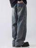 Men's American Style Retro Washed Wide-Leg Denim Jeans – Trendy, Versatile, Casual Long Pants