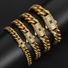 Stainless Steel Bracelet Miami Cuban Plated 14K Gold CNC Men's Jewelry High Polished 14MM Chain Luxury Gift