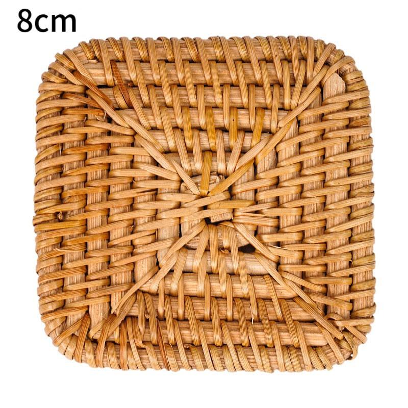Handmade Rattan Coasters Heat Insulation and Anti-skidding Tea Cup Pad Reusable Slip Resistant Mug Coaster Drinkware Decor