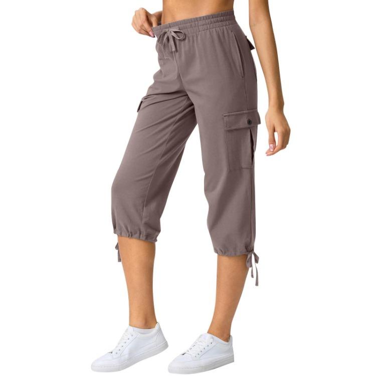 Women's Lightweight Cotton Summer Casual Capris Comfy Outdoor Travel Pants with 6 Pockets