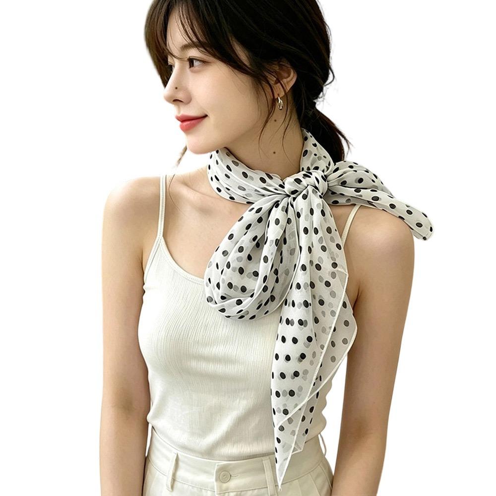 Breathable Mesh Polka Dot Scarf Lightweight Female Headscarf Casual Sunscreen Shawl Women