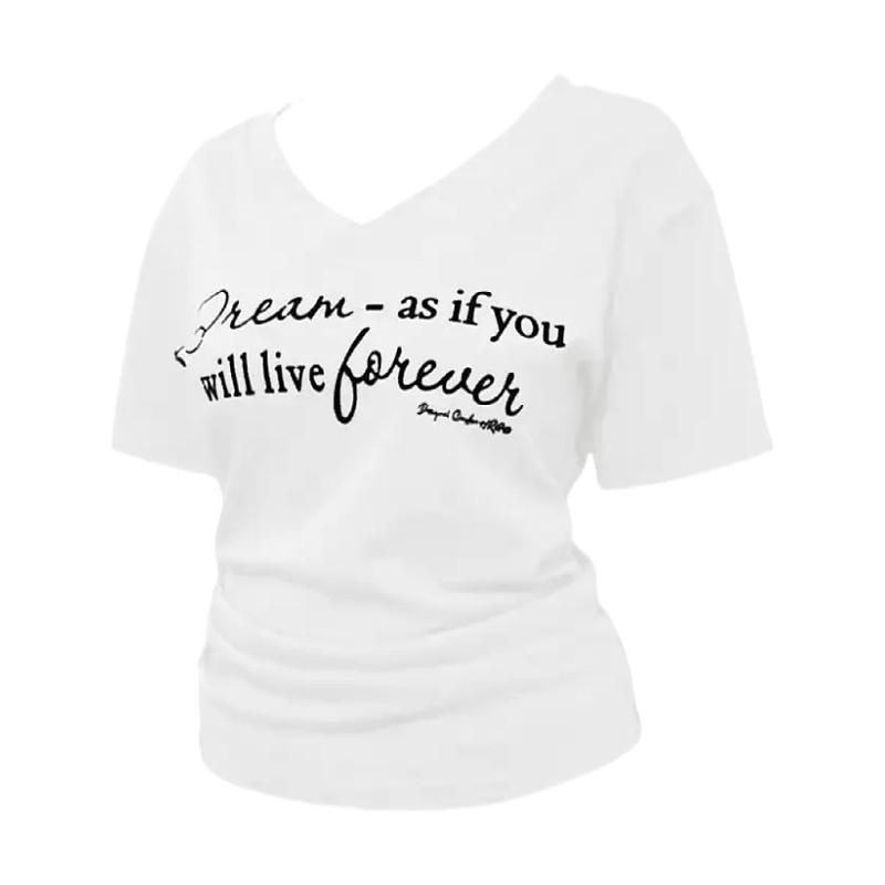 Large size fat mm Korean Spice Girl style V-neck short-sleeved T-shirt women's summer design feeling waist elastic bottoming shirt top tide