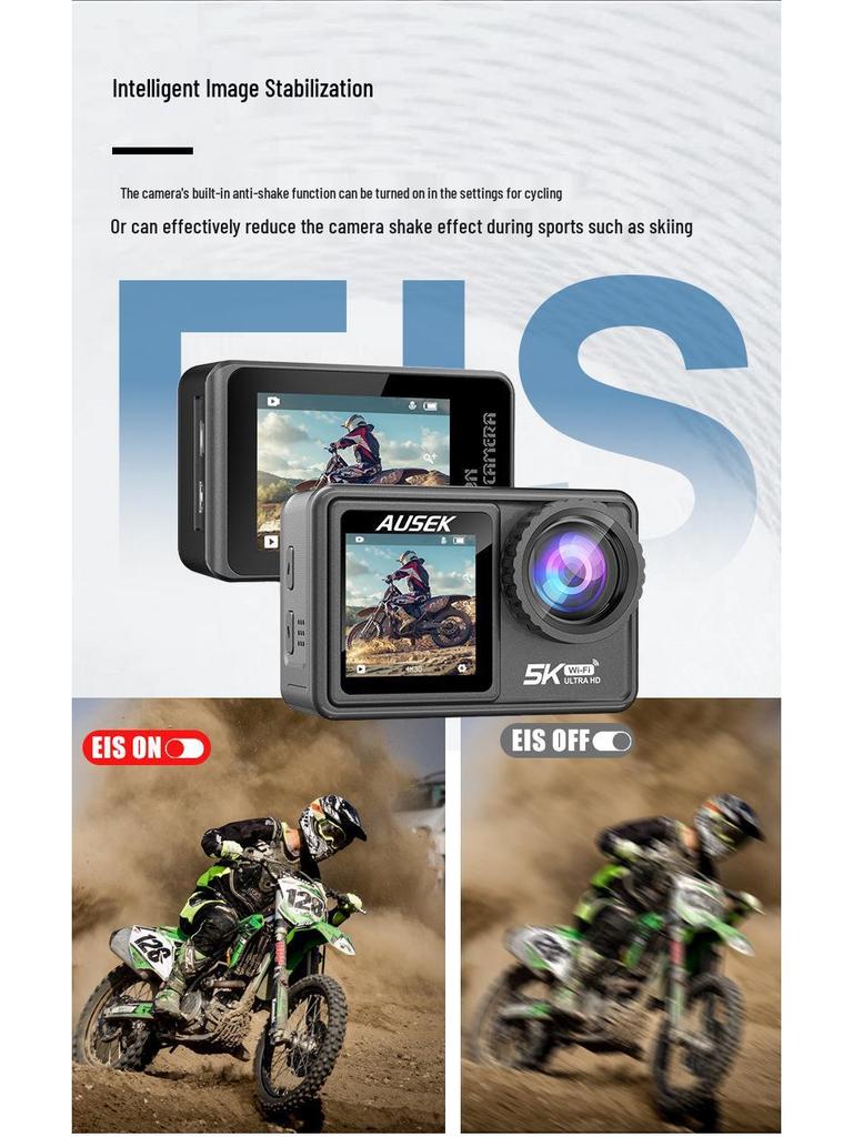 4K Sports Action Camera with Anti-Shake, Touchscreen, Wireless Connectivity, for Cycling & Fishing