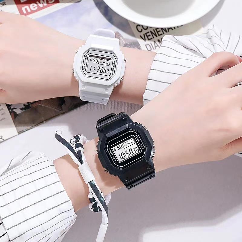 Sportuhr Student LED Elektronische Runde Uhr Bunt Herren Damen Quadratische Digitaluhren Gummiuhr