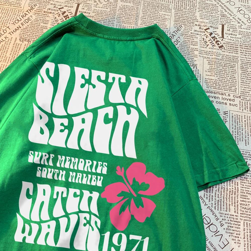 Siesta Beach Catch Waves 1971 Pánské Dámské Tričko Značková Kvalita Krátký Rukáv Oversize Hip Hopové Tričko Kulatý Výstřih Bavlna Volné Topy