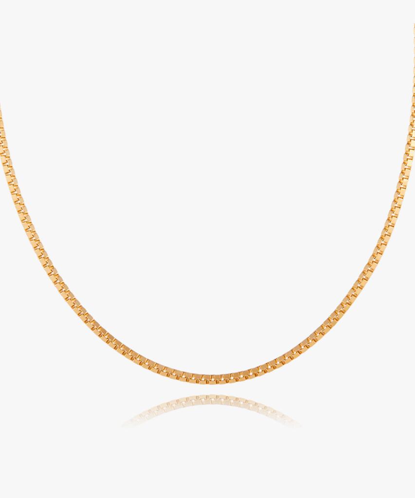 Helene Jewelry 14K 18K Tiny Box Chain Gold Necklace (Type B)