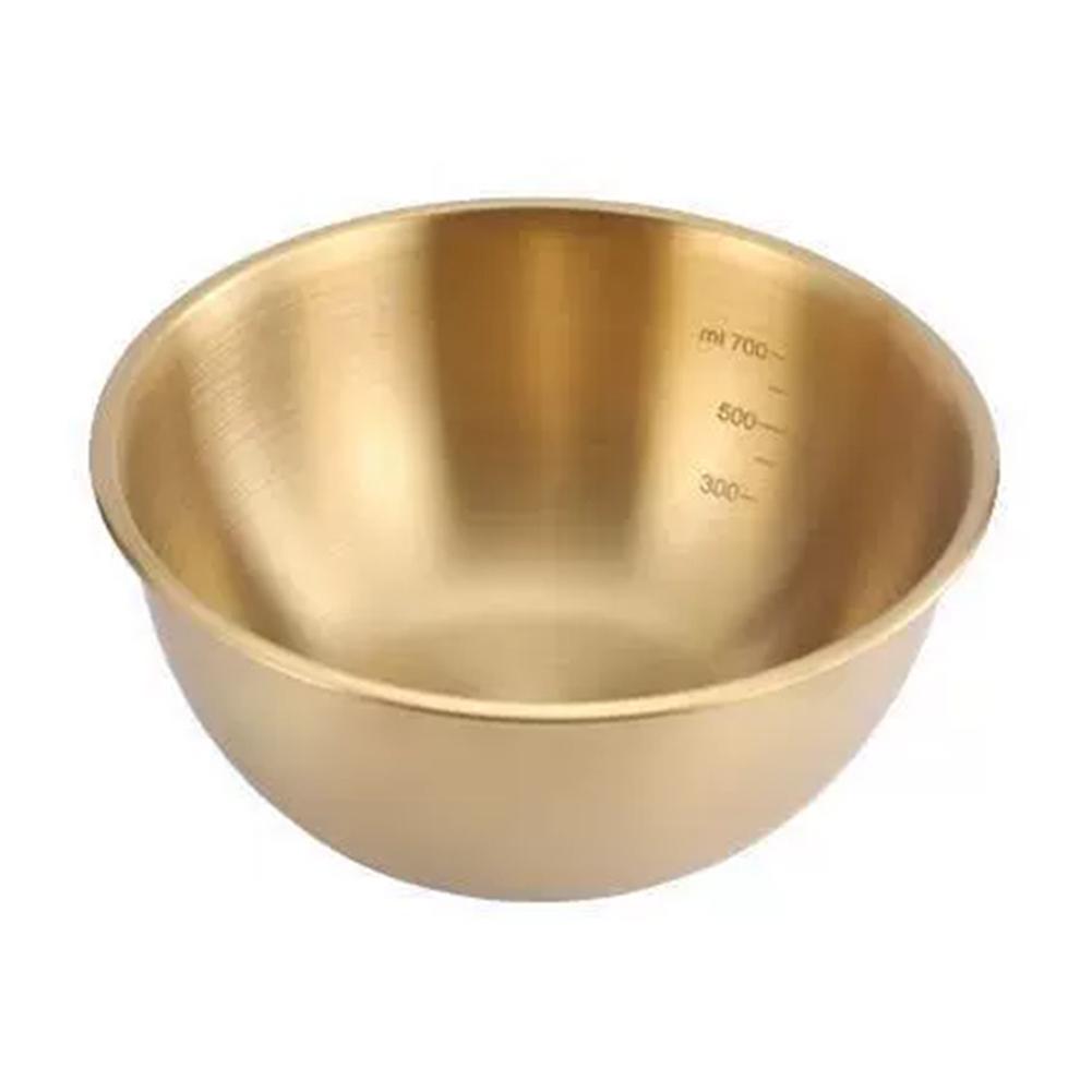 Stainless Steel Salad Bowl Rice Cold Noodles Lamian Noodles Bowl Cuisine Tub Kitchen Tableware Food Container Gold and Silver