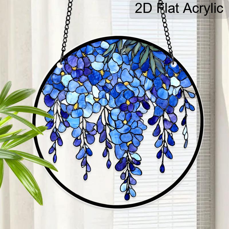 Acrylic Wisteria Flower Suncatcher Stained Glass Effect Window Hanging Ornament Floral Gift for Home