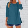 Women's Fashion Seven-Quarter Sleeve Round Neck Color Loose Casual Shirt Tops