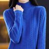 Half Turtleneck Sweater Thickened Knitted Sweater for Women In Autumn and Winter Solid-colored Top and Loose Warm Pullover