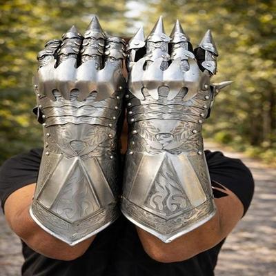 Mănuși de oțel medievale cu gheare, Mănuși de armură gotice pentru cavaler, Costum Fantasy LARP
