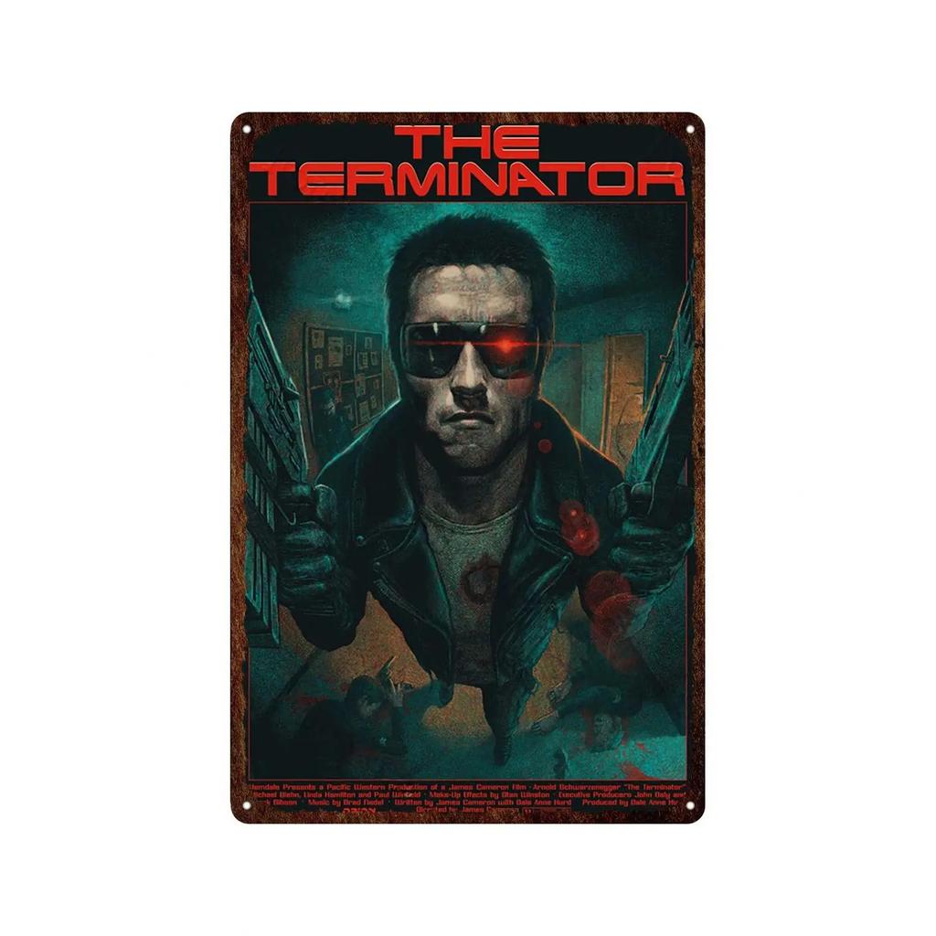Kovový plechový plakát Terminator 2 Film Kovová deska Plakát Dekorace pro Bar Klub Nástěnná dekorace Retro Domov Ložnice Vintage nástěnná deska