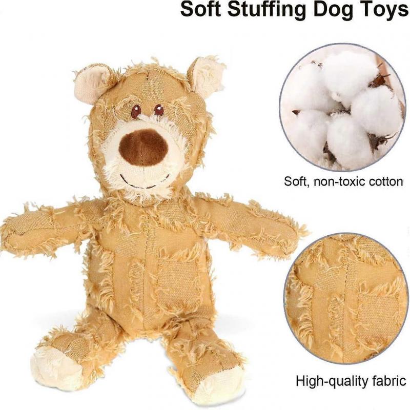 Plush Dog Teddy Bear, Plush Dog Squeak, Puppy & Small Dog Stuffed Dog Toys (Light Brown)
