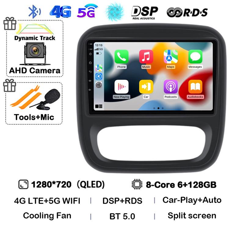 Android 14 Carplay Auto For Renault Trafic 3 2014-2021 Opel Vivaro B 2014-2018 BT Autoradio GPS Multimedia Player Stereo WIFI+4G