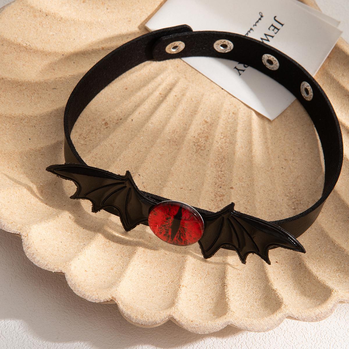 Хэллоуин Кожаный Демон Глазное Яблоко Крылья Ошейник Призрачная Вечеринка Темный Сладкий Крутой Регулируемый Ожерелье