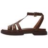 Coach Franny Leather Round Toe Open Toe Roman Sandals Women Sandals Dark-Brown CR866-CWH