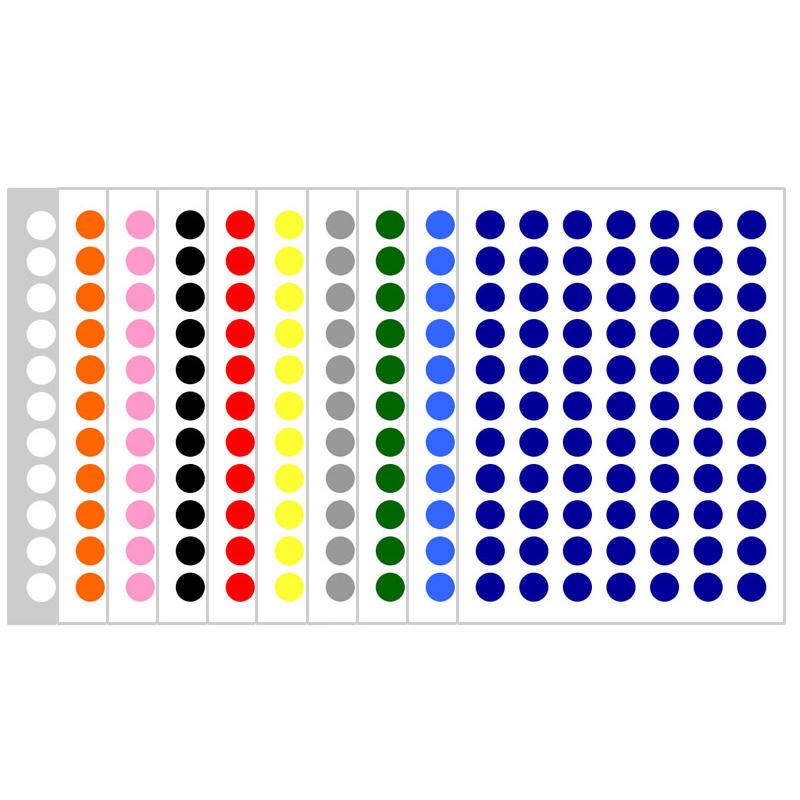 10 Colors Mixed Polka Dot Round Label Stickers: Small & Large, Red, Yellow, Blue, Green, Pink, White, Black, Orange