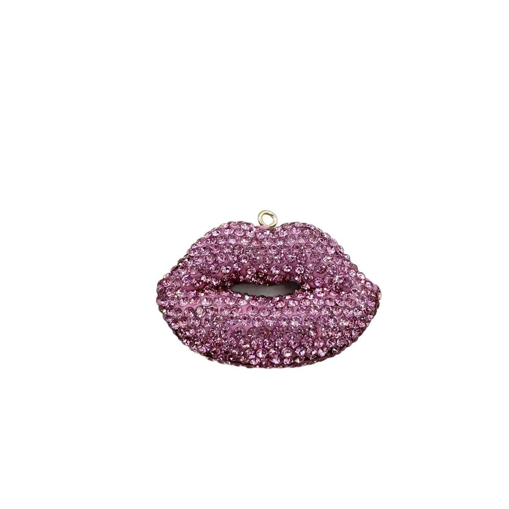 Luxus Strass Große Rote Lippen Polymer Clay Schlüsselanhänger und Taschenanhänger