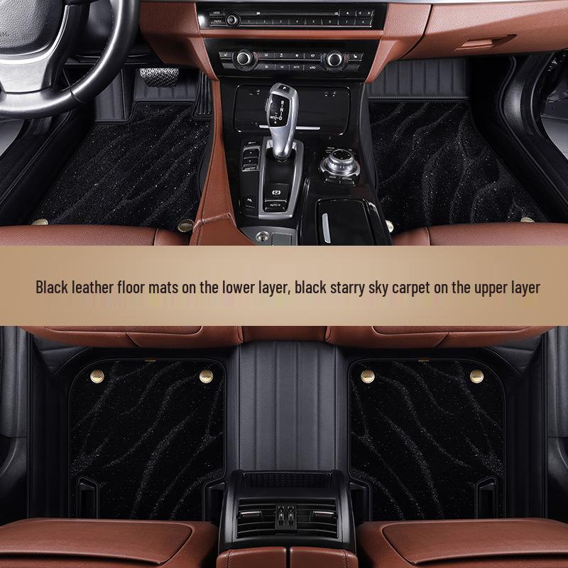 Genuine Leather Car Floor Mats for 22 Volkswagen Models: Magotan, Tiguan L, Teramont X, Passat - Full Surround.