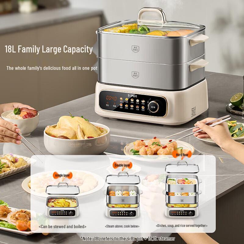 SUPOR 18L Titanium Steel Multi-function Electric Steamer