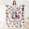 Cute Cat Pattern Digital-printed Polyester Bedroom Velvet Flannel Soft Sofa Cover Blanket Fleece Soft Cover Blankets for Beds