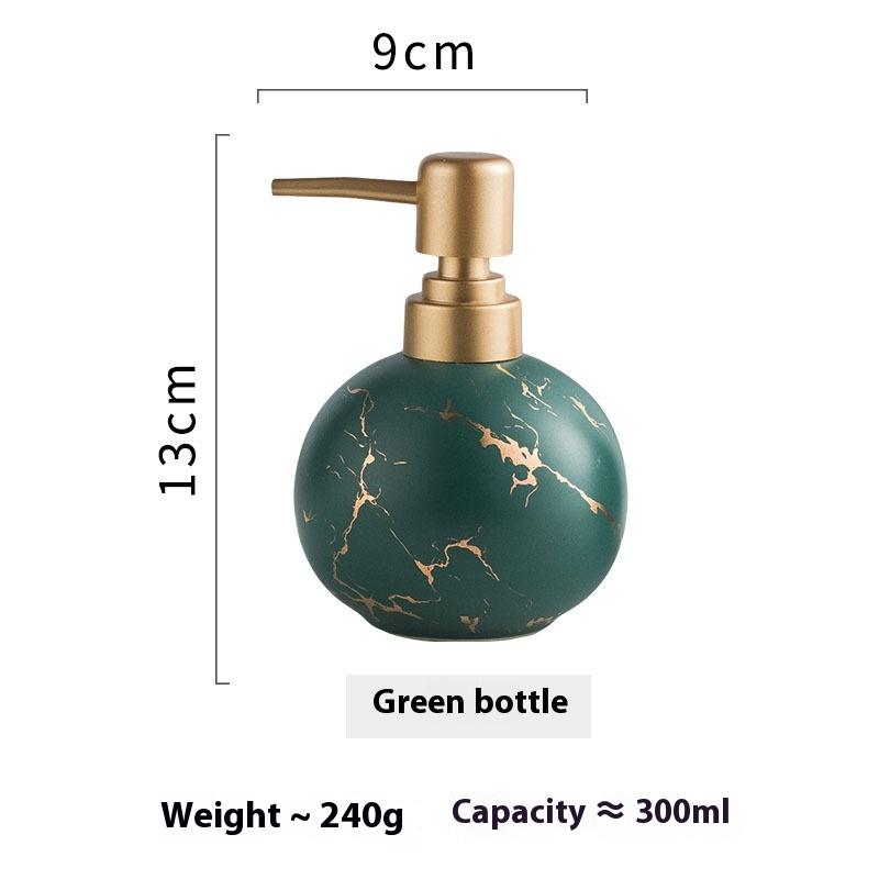 Round Ceramic Soap Dispenser Shampoo Lotion Bottle Modern Shower Gel Hand Wash Lotion Press Bottle Marble Bathroom Accessories