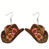 Western Style Colorful Flowers Cowboy Hat Acrylic Earrings Elegant Personality Earrings Jewelry for Women Daily Wear Holiday Gifts