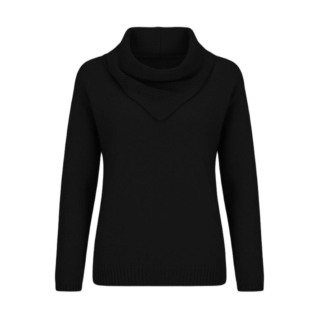 Women's Fashionable Color Round Neck Long Sleeved Pullover Knitted Sweater Top