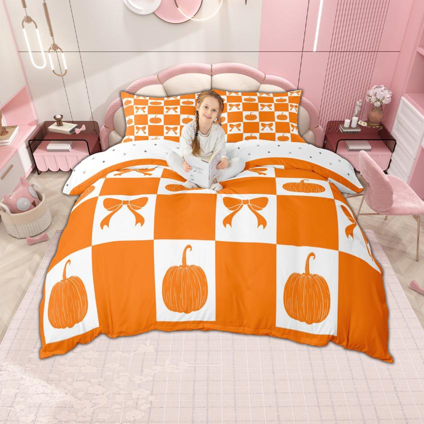 Homewish Hello Fall Duvet Cover Set Autumn Pumpkin Bedding Set Rustic Farmhouse Truck Quilt Cover Set