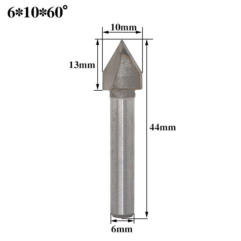 

14 Inch Shank 150° Cnc Carbide Alloy Milling Cutter 3d V Router Tool Bit 6*10*60°
