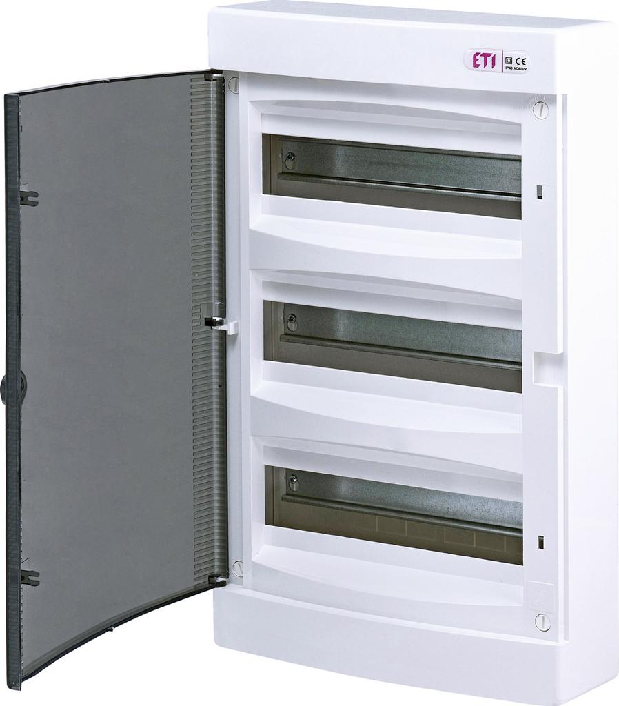 Surface-mounted distribution board 36 modules IP40 transparent door ECT36PT