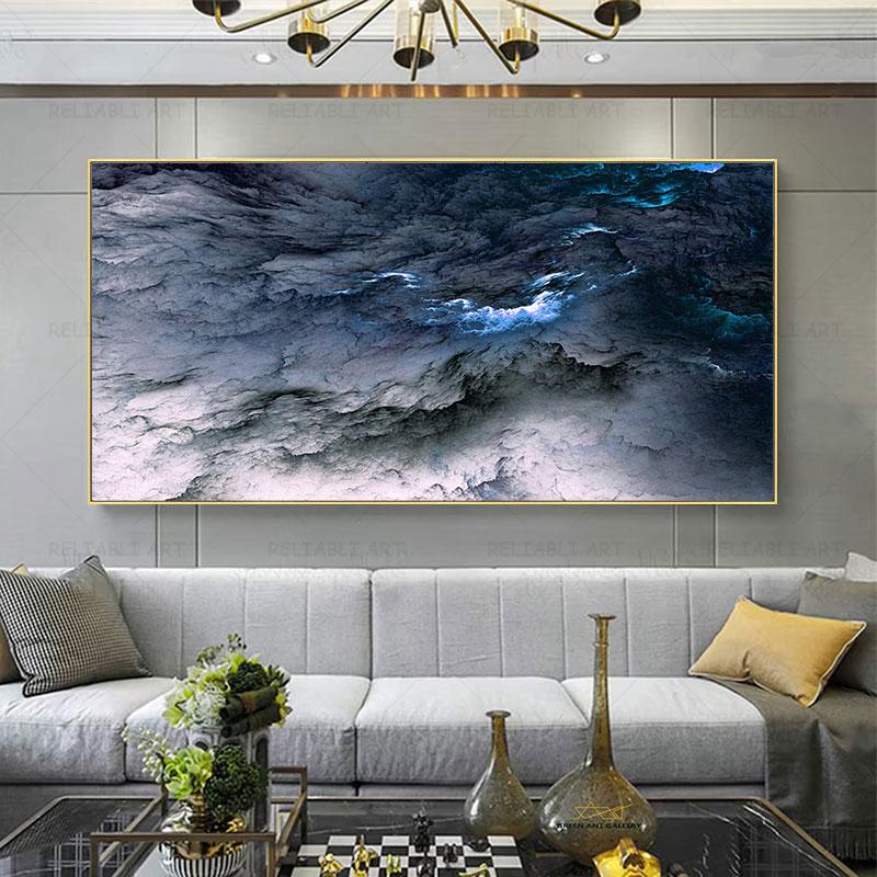 Abstract Colorful Clouds Canvas Painting Golden Purple Light Posters and Prints Wall Pictures For Living Room Decoration Cuadros
