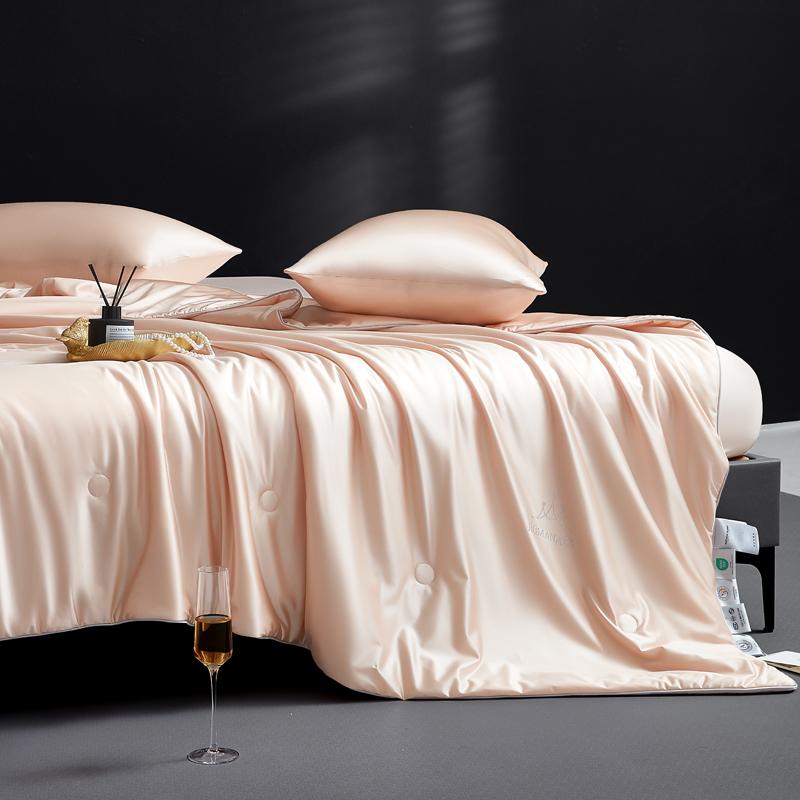 Pilotă/Plapumă/Cuvertură de vară luxoasă din mătase de dud, Lenjerie de pat 100% naturală din mătase cu fibre lungi, Husă din mătase spălată, Ușoară, Moale