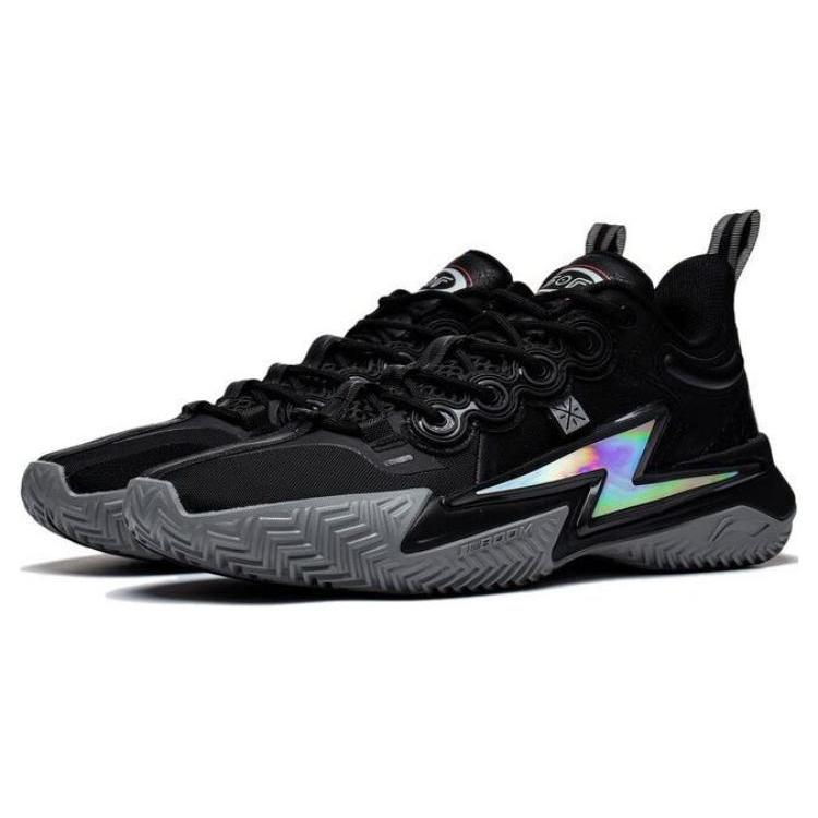 Li Ning Son Of Flash Comfortable Abrasion Resistant Breathable Low Top Basketball Shoes Men's Black ABPT019-7