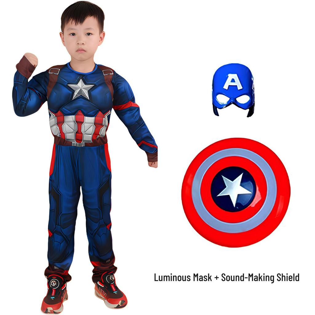 Captain America Muscle Costume for Kids & Adults - Anime Cosplay Performance Outfit