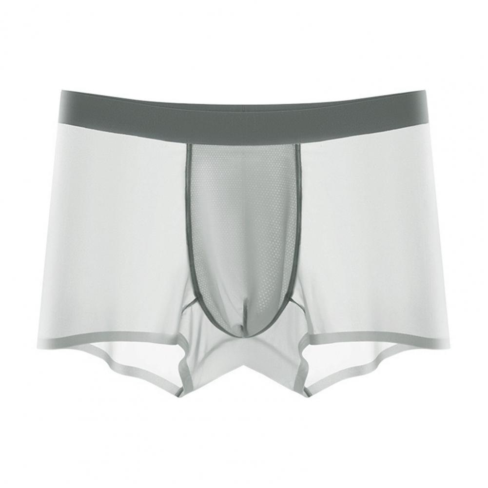 

Мужские трусы-боксеры средней посадки с эластичным поясом, шорты-брифы, однотонные, U-образные, из ледяного шелка, бесшовные, дышащие, гладкие трусы L серый