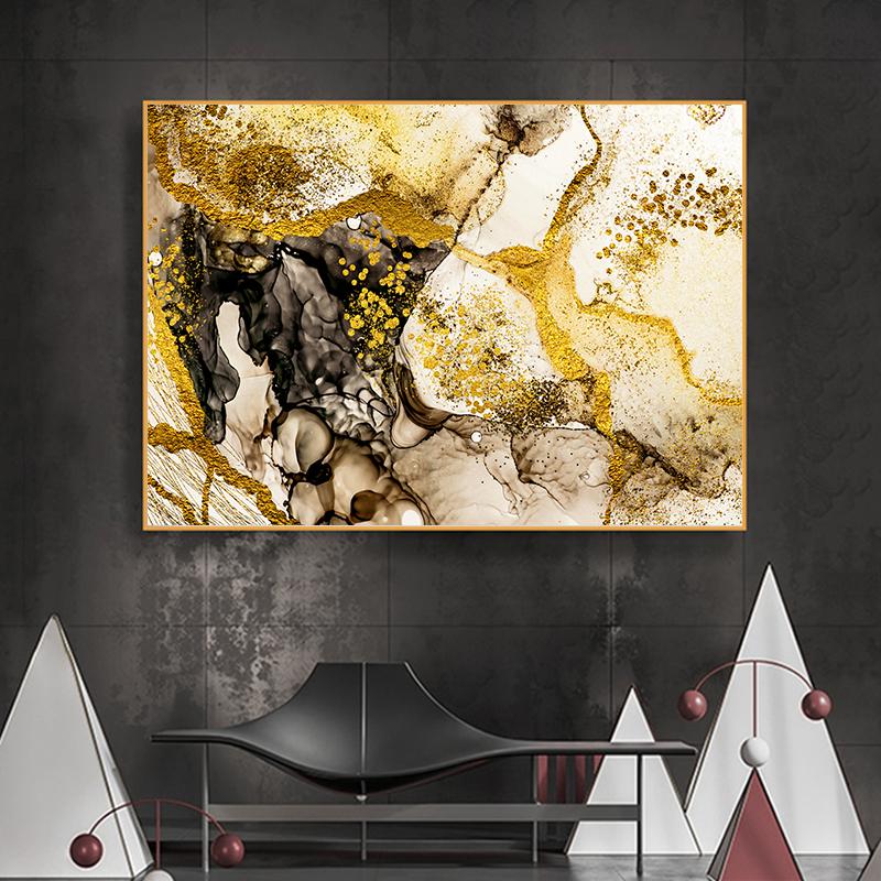 

Современная абстрактная золотая картина на холсте, красочная имитация мрамора, настенное искусство, скандинавский постер, печать, изображение, декор для гостиной 50x70cm No Frame