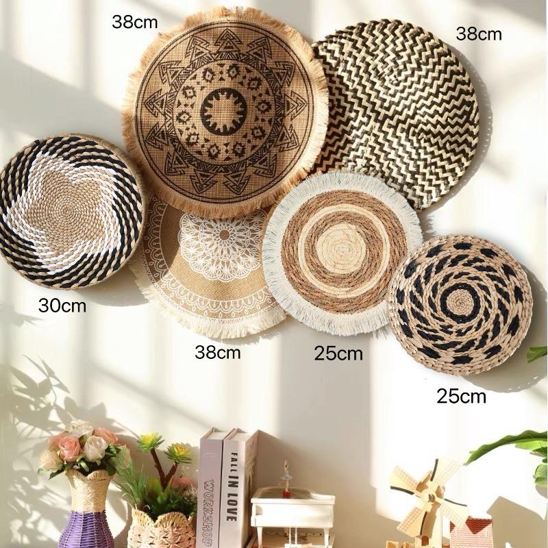 3/4/7pcs Bohemian Style Wall Basket Set Hanging Wall Basket Decoration Bohemian Style Wall Decoration Environmental Round Art