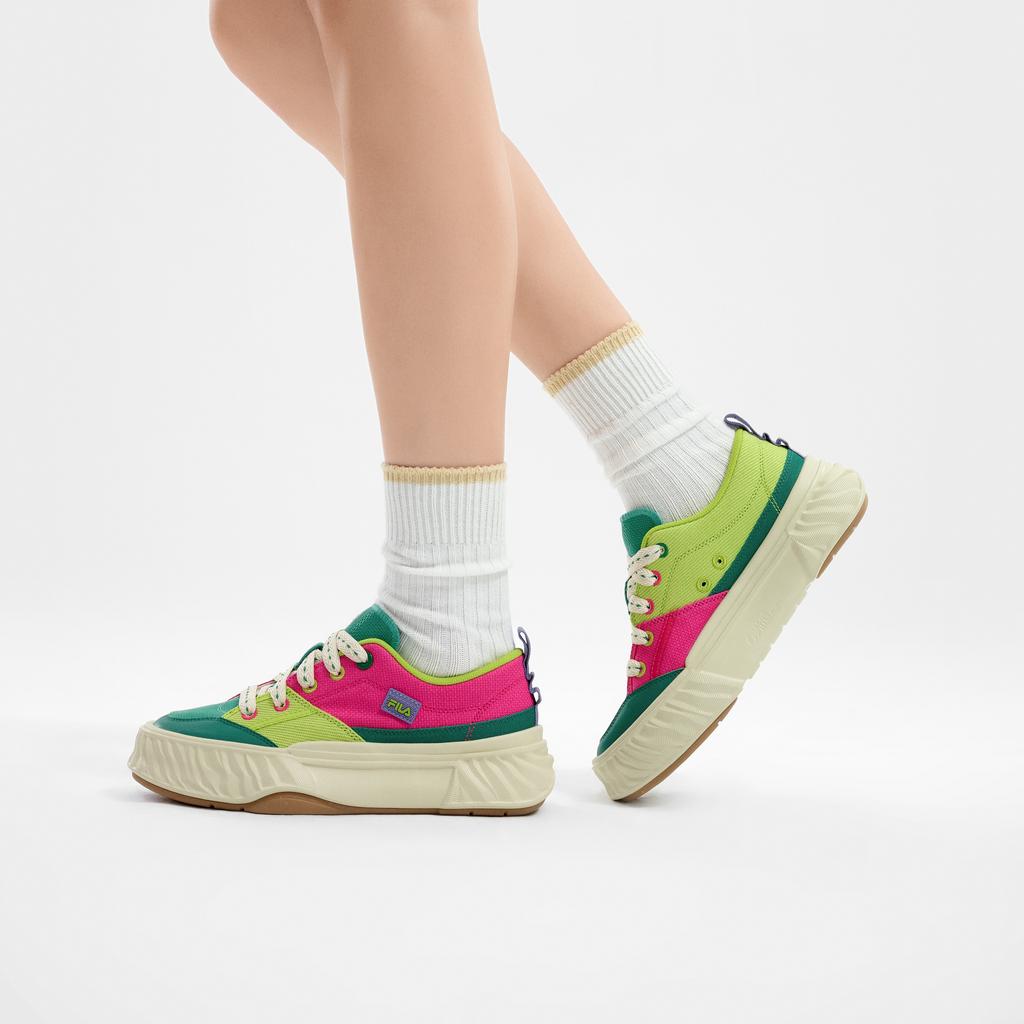 New FILA Fosso Chuanxing Shoes Abrasion Resistant Low top Canvas Shoes Women's Green Pink F12W422304FBT