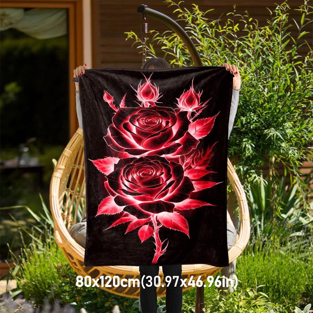 

1pc Rose Petals Outdoor Flannel Blanket Soft Warm All-Season Throw for Sofa Bed Car Camping Office, Cozy Gift Idea1188S 80x120cm(31x47inch)