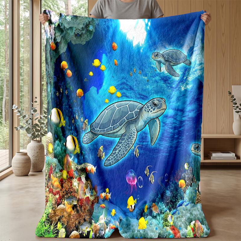 Ocean Heart Connection Theme blanket Lightweight Warm Flannel Blanket Decorative Throw Blanket for Home Decoration